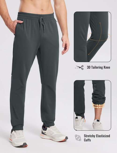 baleaf Mens Hiking Pants Fleece Lined Sweatpants Thermal Workout Joggers Running Athletic Winter Cold Weather Gear Dark Gray 3XL