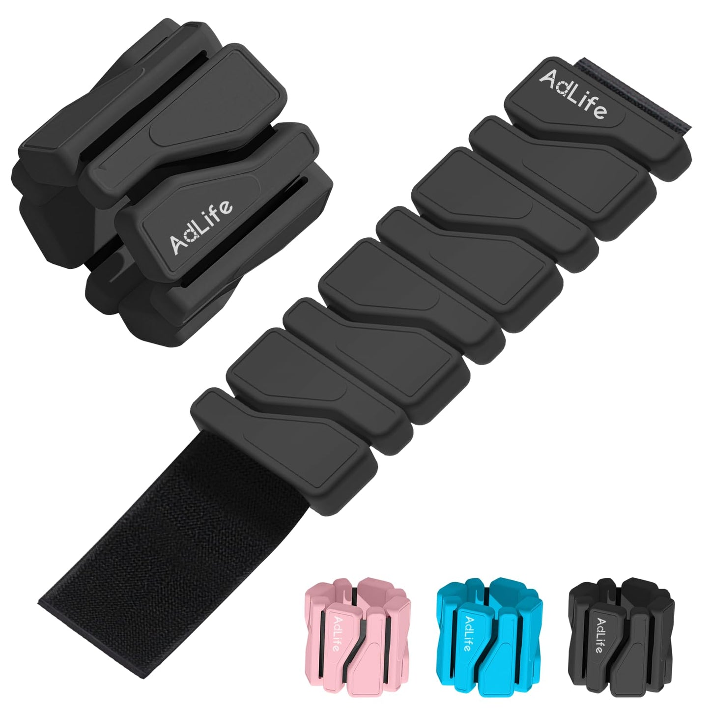 ADLIFE Adjustable Wrist Ankle Weights for Women Men Kids, 2 Lbs Wearable Arm Leg Weights Set of 2(1 Lb Each), Weighted Wristbands Exercise Weights for Walking Running Pilates Yoga Travel Pool Exercise Home Gym Workout-Black