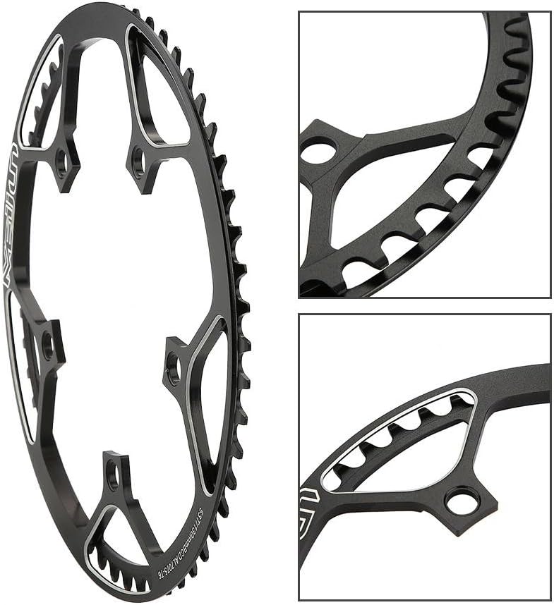 Aluminum Alloy Chainring, Mountain Bike Front Chainring, Single Speed 53T (Black)