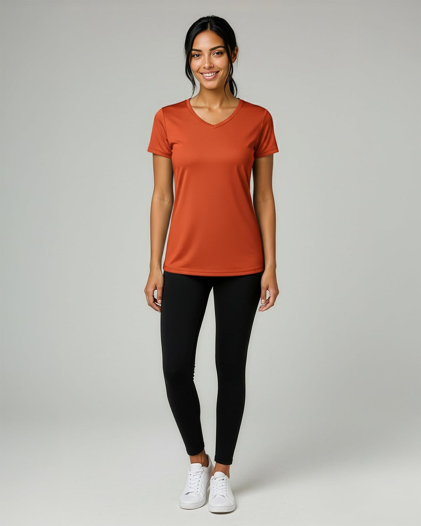 Real Essentials 5 Pack: Women's Dry-Fit Short Sleeve V Neck T Shirt Workout Fitness Yoga Top Tee (Available in Plus Size), Set 12, 2X