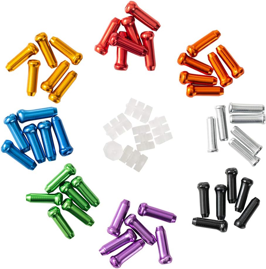 HZJD Bike Cable End Caps, Cable End Crimps, Cable Caps for Bike Shift Alloy, Bicycle Brake Cables End Caps(48PCS), O-Ring Brake Cable Rubber Donuts(6PCS)