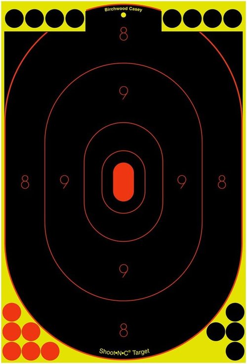 BIRCHWOOD CASEY Shoot-N-C Oval Silhouette Reactive Targets - Highly Visible Instant Feedback Self-Adhesive Shooting Targets