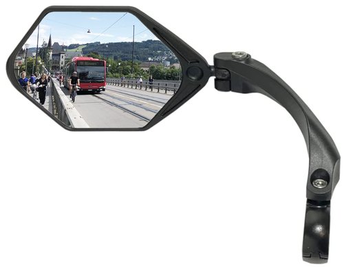 Hafny NEW Handlebar E-Bike Mirror, Large Surface Mirror, HD Automotive Grade Glass Bicycle Mirror, Safe Blast-Resistance Cycling Mirror, (HF-M904-FR01B) (Anti-glare Blue Glass Left)