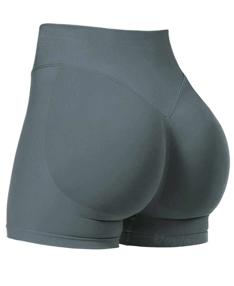 VOYJOY Women Workout Impact Shorts 2.5"/ 3.6"/ 4.5"/ 6" Scrunch Butt Lifting Gym Seamless Booty Biker Shorts Stormy Grey