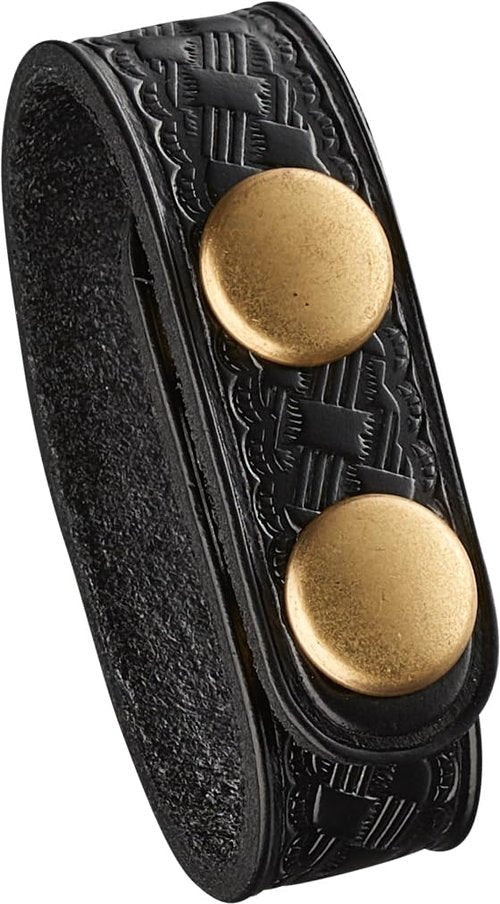 Perfect Fit Shield Wallets 3/4 Inch Duty Belt Keeper for Belts up to 2.25 inches Wide Basketweave Leather with Brass Snap (4 Pack)