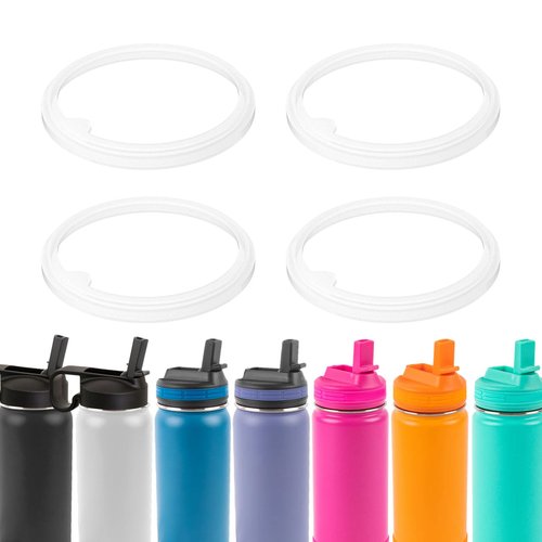 BOSORIO 4 Pack Gaskets Compatible with ThermoFlask 16oz 24oz 32oz 40oz Water Bottle with Straw Lid, Replacement O Ring Rubber Seals Part（Not for Spout Lid and Chug Lid）