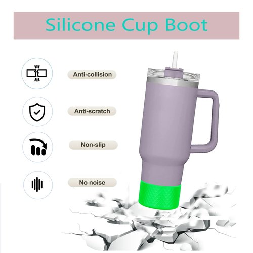 CYADCI Silicone Water Bottle Boot,Anti-Slip Protective Sleeve for Water Bottle for Stanley 40 30 oz Quencher Adventure Tumbler, IceFlow 30 20 oz.Cup Protector(Green)