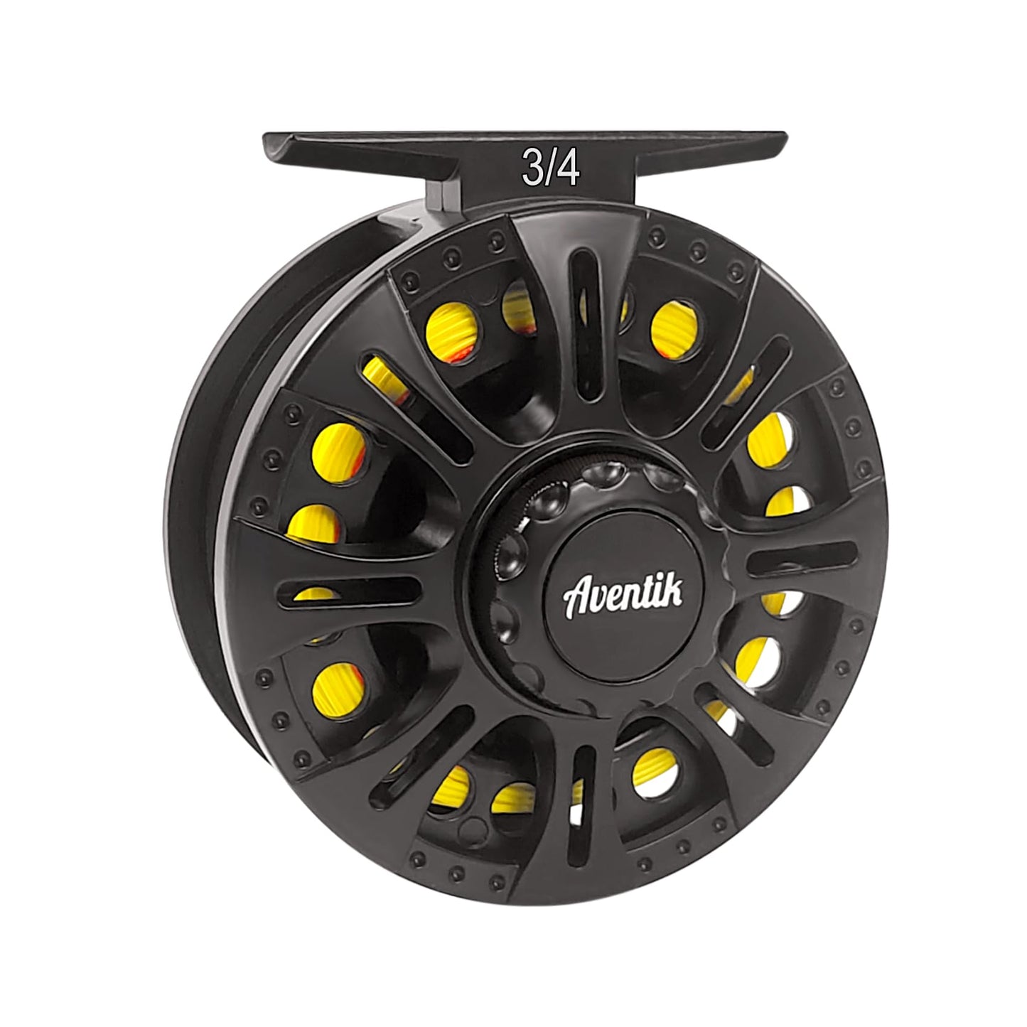 Aventik Z Fly Reel Center Drag System Classic III Graphite Large Arbor Sizes 3/4, 5/6, 7/8 Fly Fishing Reels (3/4 with Line)