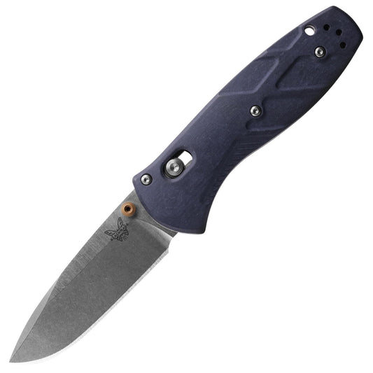 Benchmade - Mini Barrage 585 EDC Knife, Drop-Point Blade Blue Canyon Richlite Handle (585-03)