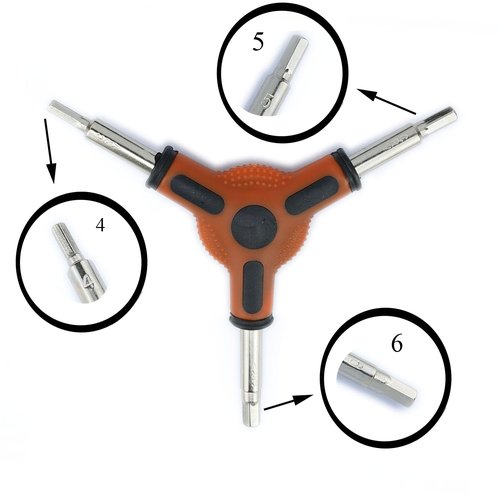 Dookoe Y Shape Bike Hex Wrench 3-Way Bike Hex Wrench 4/5/6mm Mountain Bike Torque Spanner-1PCS