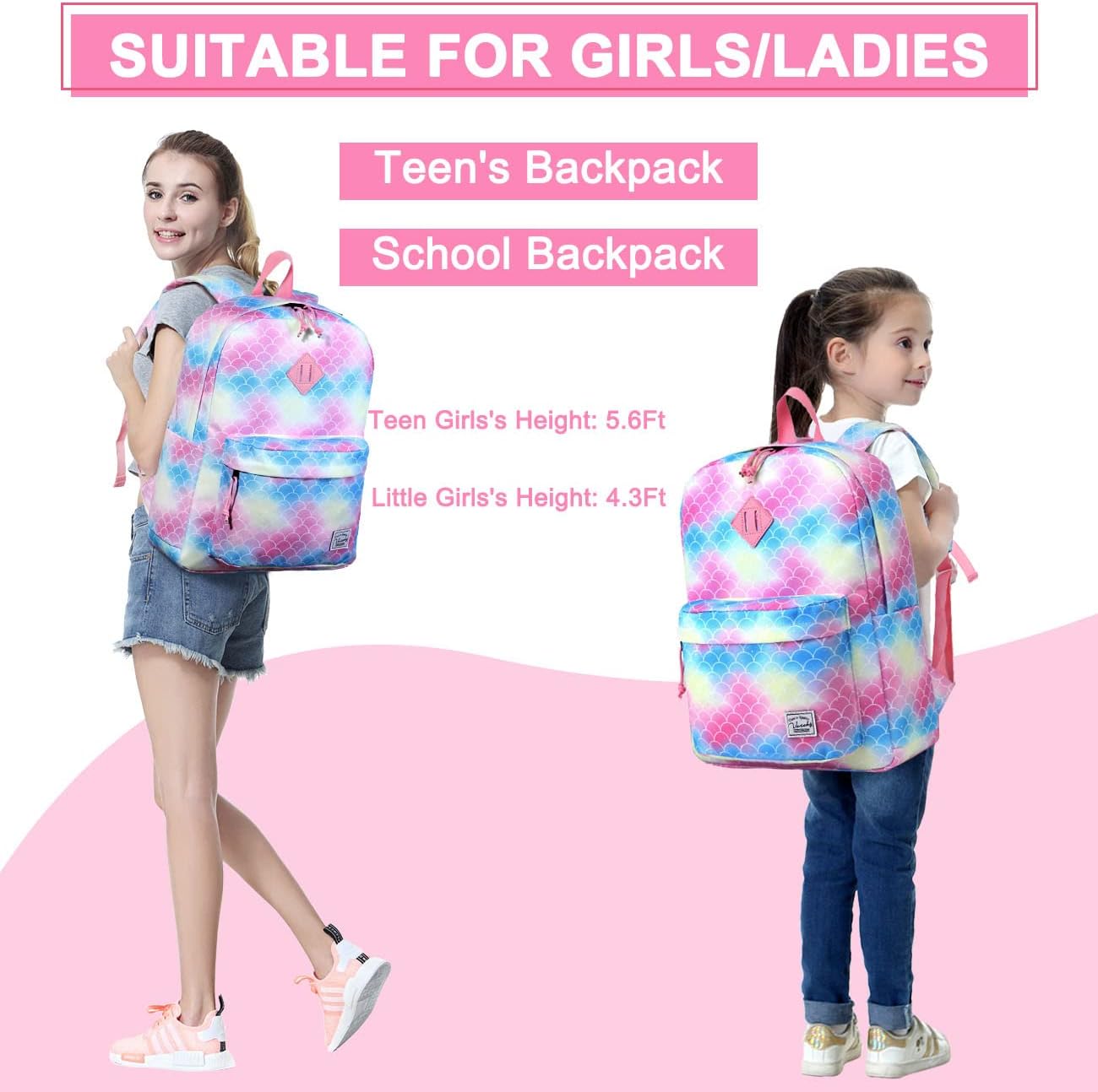 VASCHY Backpacks Handbags, Lavender, M