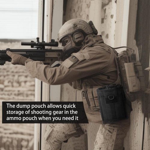 Molle Dump Pouch Roll-Up Drawstring Magazine Utility Pouch Folding Tactical Foldable Magazine Drop Pouch Black