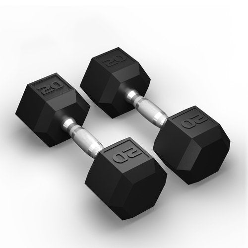 GRETERST Hex Dumbbells Set Rubber Coated Hand Weights Exercise & Fitness for Home Gym Workouts Weight Strength Training, Set of 2, Black, 20LB