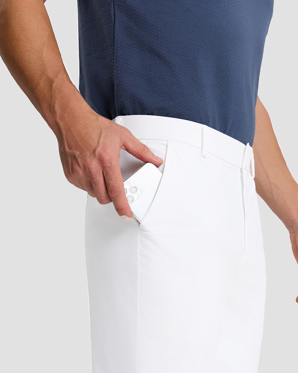 SNOWTEN Mens Slacks for Men, Classic Fit Golf Pants for Men, Stretch Dress Pants Men 32" Quick Dry Lightweight, Pockets Pure White 34w × 32L