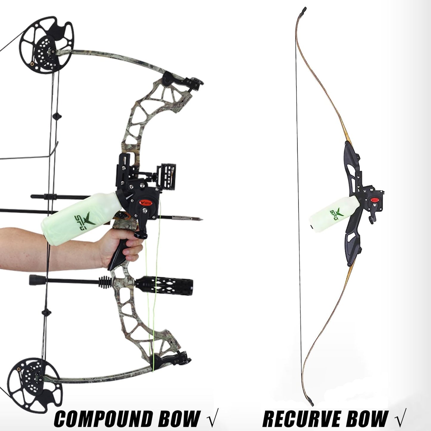 SPG Bowfishing Reel, Archery Bottle Bow Fishing Reels Kits with 40M Fishing Rope, Smooth Bowfishing Reel Kit for Right Hand Compound and Recurve Bows Tool Accessories