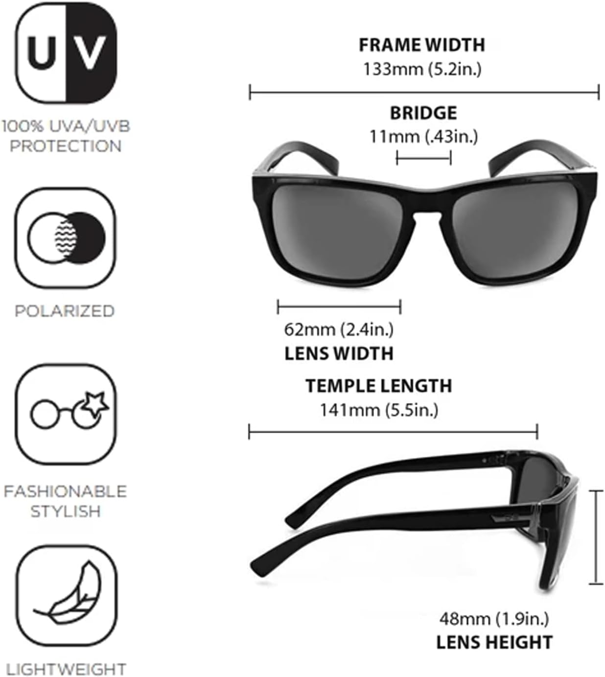 Optic Nerve Ziggy Polarized Sport Sunglasses - Lightweight Sportwrap Frame, UV Protection, Anti-Glare - Unisex Fit