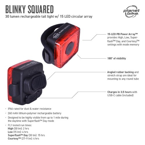 Planet Bike Blinky Squared Tail Light
