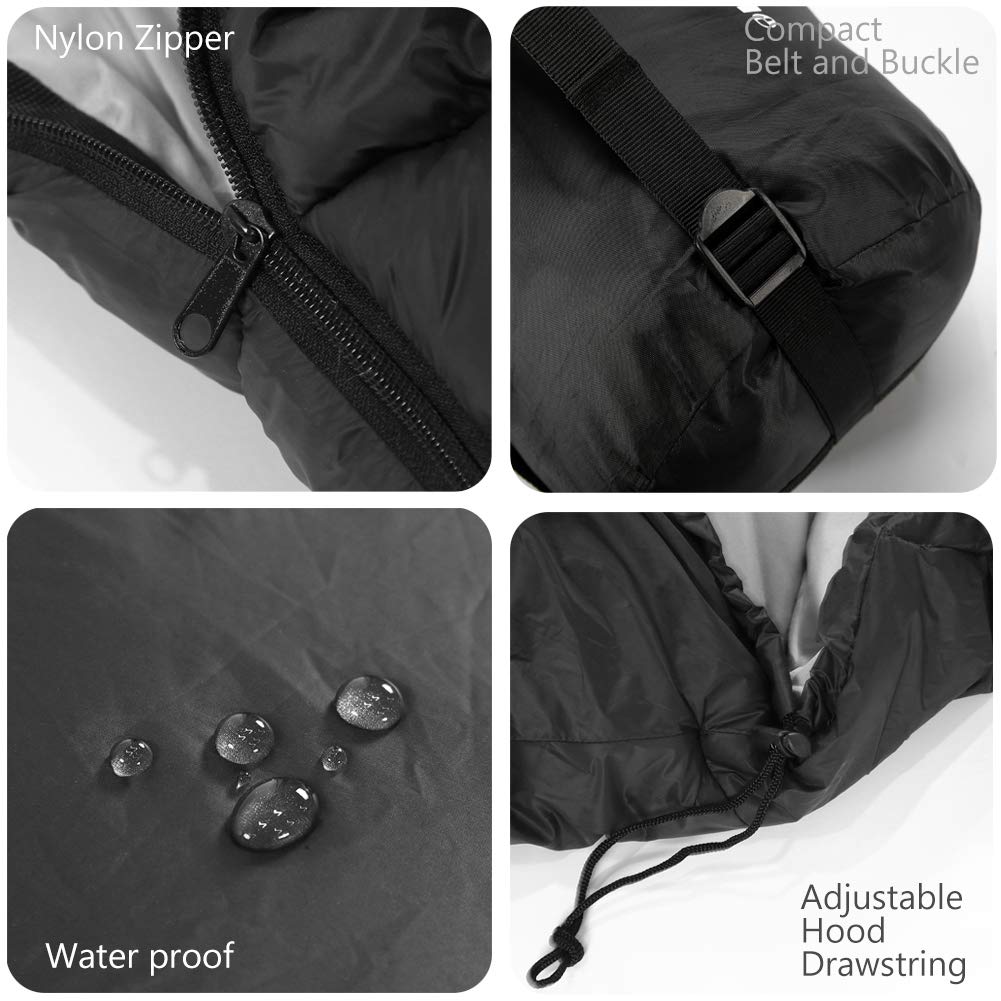 MANTUOLE Rectangular Heated Sleeping Bag, Envelope Style 5 Heated Zones, Operated with Battery or Other Power Supplies with 5V/3A Type-C Output, Battery NOT Included. Envelope-Black-Type-C.