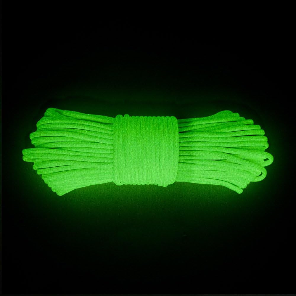Glow in The Dark 550 Paracord - 100 Feet - 21 Strand - 10 Color Options