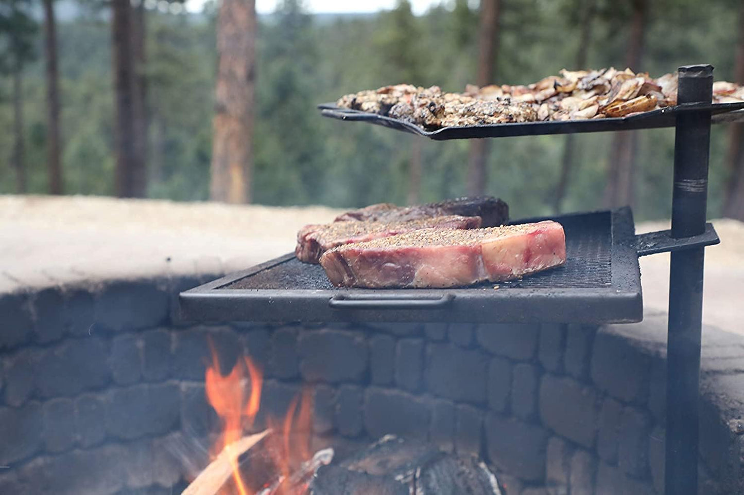 GameMaker Open Fire Cooking Grill – Portable Campfire Grill for Open Flame Cooking, Firepits, Outdoor Fire Rings & Camping – Heavy-Duty, Easy Setup & Adjustable Height