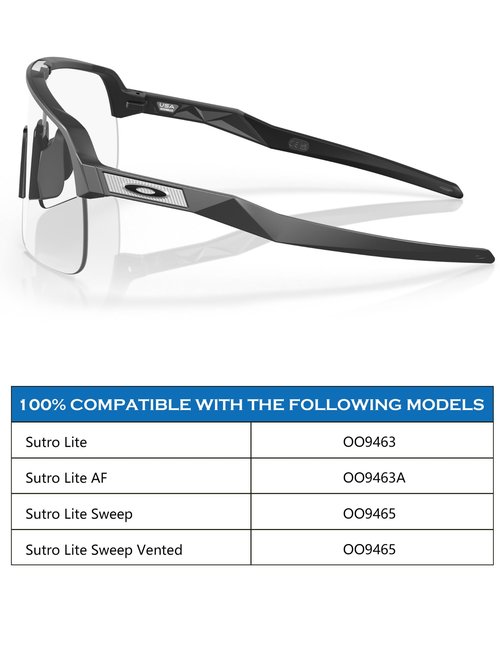Replacement Wicket for Oakley Sutro Lite OO9463/Sutro Lite AF OO9463A/Sutro Lite Sweep OO9465 (Vented) Sunglasses - 3 Pairs(Black +Gold + Silver)