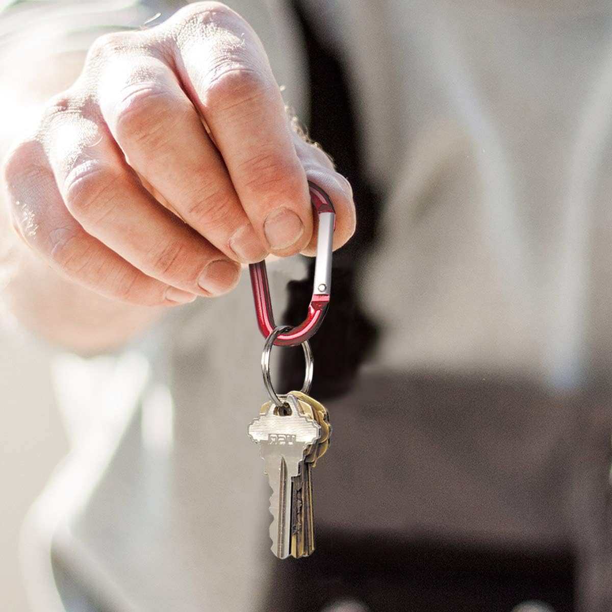 Lucky Line Aluminum Large 3-1/8" Carabiner Clip, 5 Pack, Snap-Link C-Shape Heavy Duty Key Chain, Nickel-Plated Key Ring, Light Weight and Durable