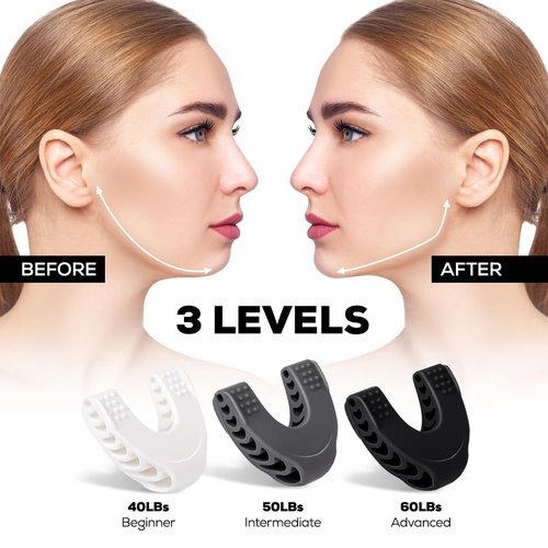 Elegancy Premium Jawline Exerciser | 3 Strengths Non-Toxic Silicone Trainer | Double Chin Exerciser & Mewing Device for Men & Women