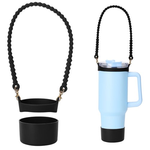 Eoopoon Silicone Boot Set for Stanley Tumbler, Anti-Slip Bottom Sleeve Cover for 8-24oz Tumbler (Black)