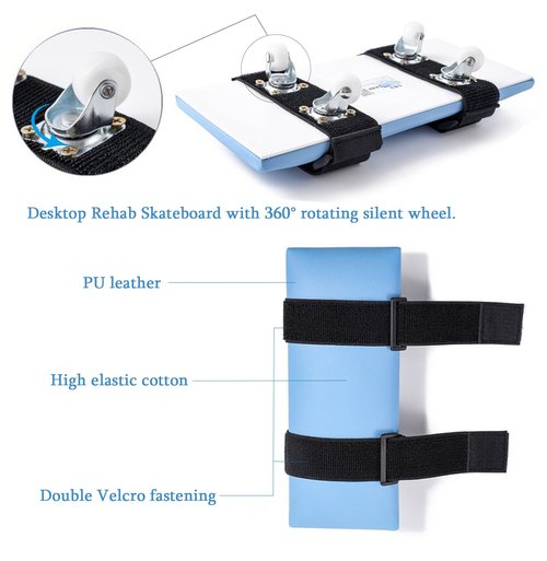 DZTDRH Desktop Rehab Skateboard 360° Roating Wheels Rehabilitation Trainer Shoulder and Arm Exercise for Stroke Hemiplegia Patients Improve Flexibility Stretching (blue)