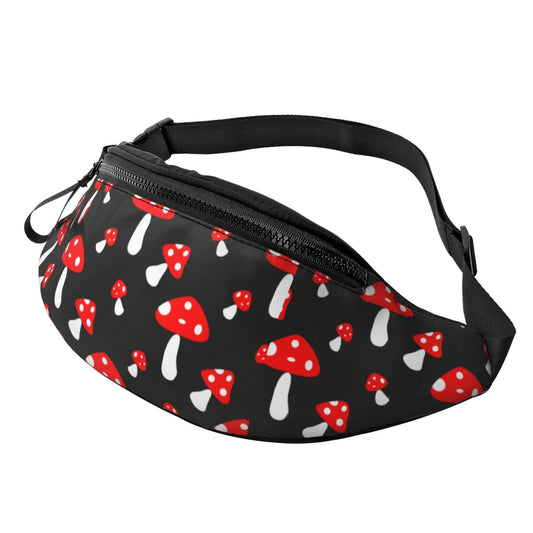 Red Mushroom Fanny Pack Crossbody Waist Bag Pack for Men Women. Belt Bag for Travel Walking Running Hiking Fishing.