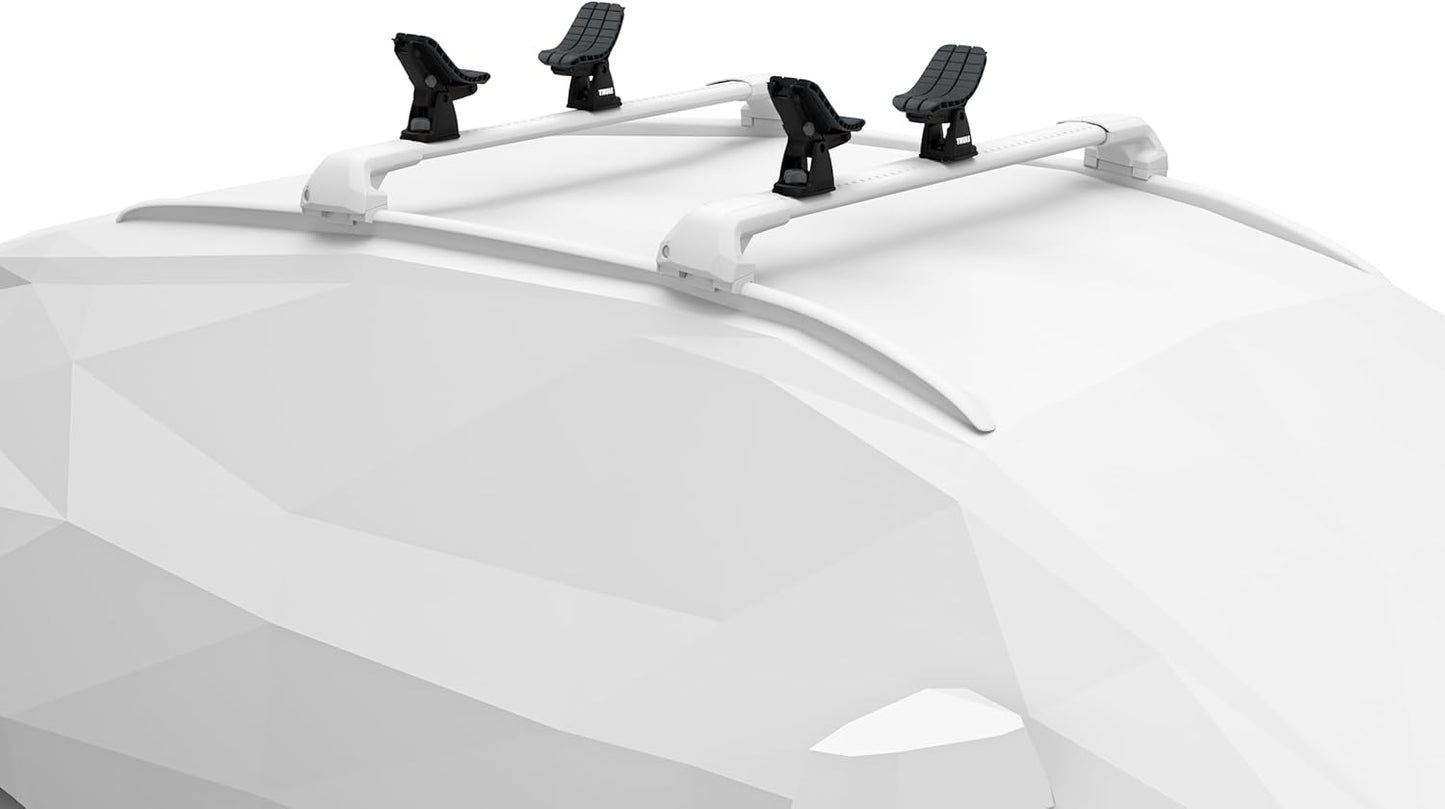 Thule DockGrip - Carries up to 36" wide kayaks and SUPs - Fits all hull shapes - Fits most roof rack cross bars - Kayak roof rack - Stand up paddleboard compatible - 85lb weight capacity
