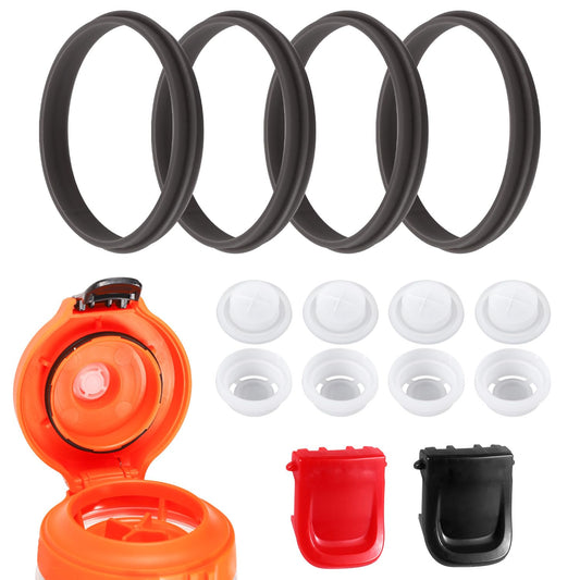 10pcs Bottle Lid Replacement Compatible with Gatorade Water Bottle, Dispensing Valves Replacement Gasket Silicone Valve and Plastic Insert & Bottle Seal & Clip for Gatorade GX 30oz Part Accessories