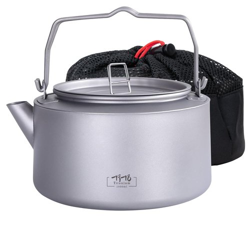 TiTo Titanium 1000ml/33.82fl oz Titanium Kettle with Folding Handle Filter Teapot Ultralight Portable Coffee Boil Water Pot for Outdoor Camping Hiking Travel Backpacking Drinkware (Matte)