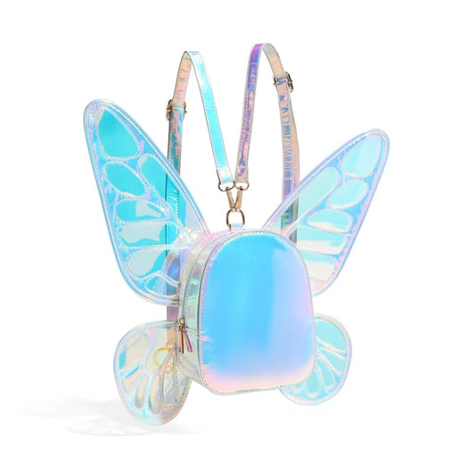 NAYNEFUW 2025 Ladies Laser Holographic Butterfly Girlish Leisure Backpack (Laser Blue)