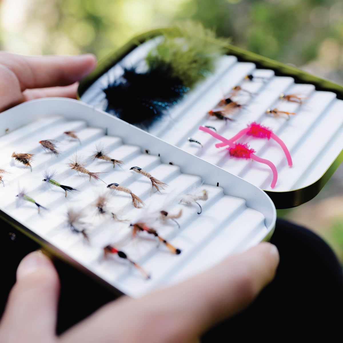 Fly Fishing Flies - Fly Fishing Accessories - Fishing Kit, Trout Lures, Topwater Bass Lures, Popper Fishing Lure, Freshwater Fishing Lures, Gear (Fly Box Plus 30 Premium Hand Tied Dry and Wet Flies)