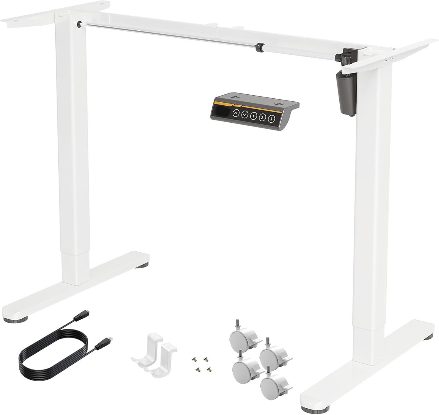 Claiks Standing Desk Frame, Electric Stand Up Desk Legs Frame Workstation Up to 63",T-Shaped Adjustable Standing Computer Desk for Home and Office, (Black Frame only)