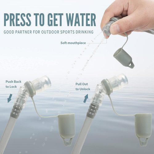 INOXTO 1.5L/2L Hydration Bladder, Water Bladder with Water Reservoir Hose Insulator & High Flow Bite Valve for Hiking Backpack, Leak Proof 1.5/2L Water Reservoir for Camping Cycling Running (1.5L)