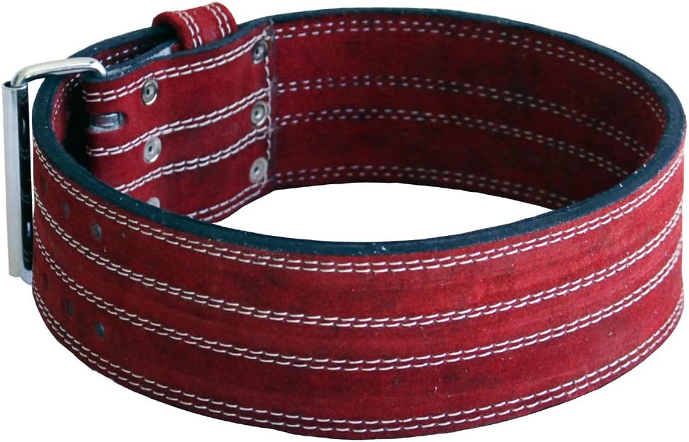 Power Lifting Weight Belt - 4" Ader Leather Support in Red for Strength Training