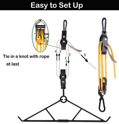 WHSSFINE Deer Hanger for Skinning, Deer Hunting Game Hoist Pulley Lift System with Gambrel, Max to 700LB for Hanging and Processing Deer Hog Goat