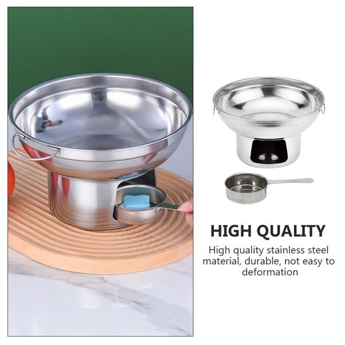 TOYANDONA Stainless Steel Alcohol Furnace Hot Pot Set, Portable Cooking Pot for Kitchen, Camping, and Outdoor Food Heating, 8.26X8.26X4.92 Inch, Silver