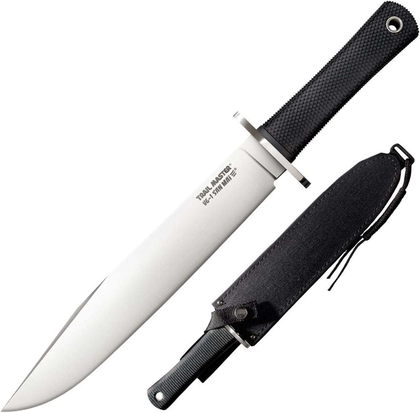 Cold Steel Trail Master 9.5" VG1 San Mai III Clip-Point Blade 5.125" Kray-Ex Handle Tactical Fixed Blade Knife w/Secure-Ex Sheath