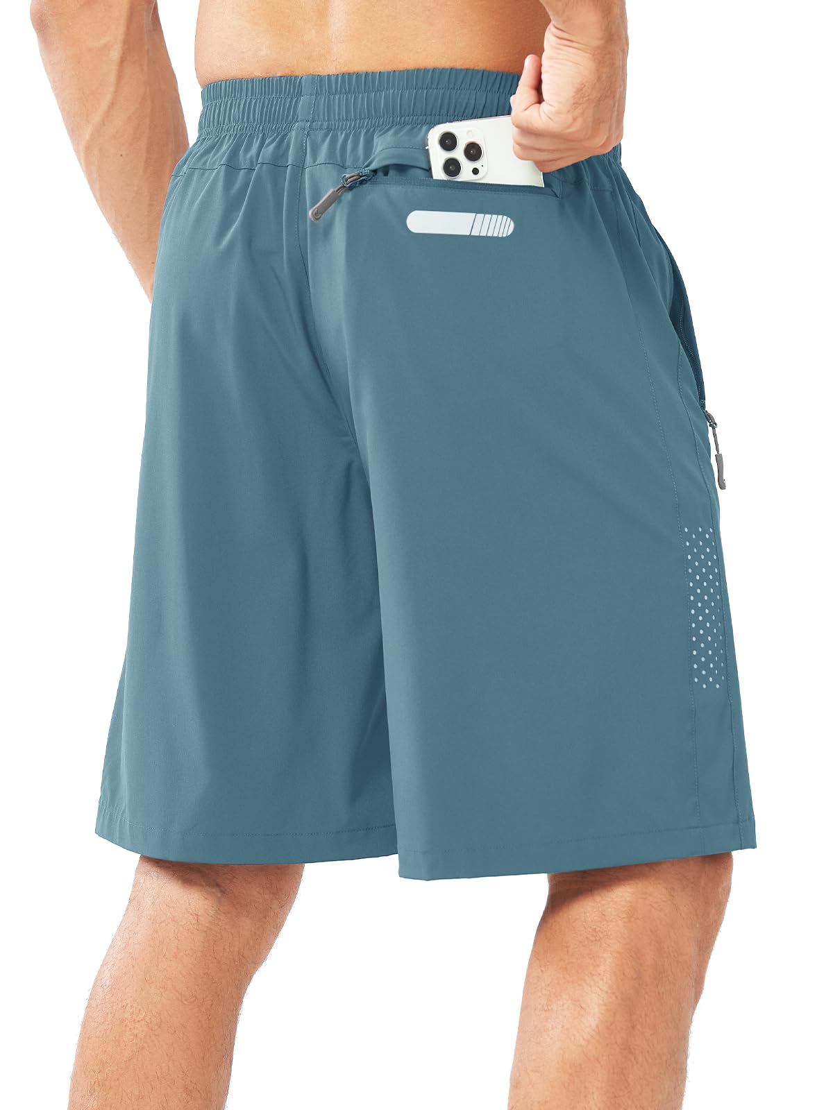 NORTHYARD Men's Athletic Running Shorts Gym Workout 7"/9"/5" Quick Dry Lightweight Sports Basketball Tennis 3 Zipper Pockets GREYBLUE-9inch 2XL