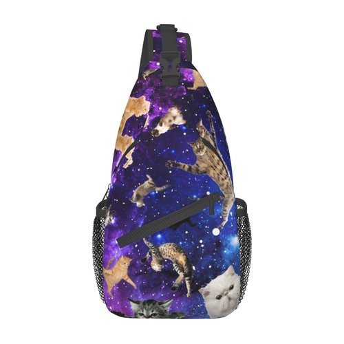 Rmqsyhfz Cute Funny Cat Crossbody Sling Backpack, Cartoon Cat Chest Sling Bag Daypack Adjustable, One Size