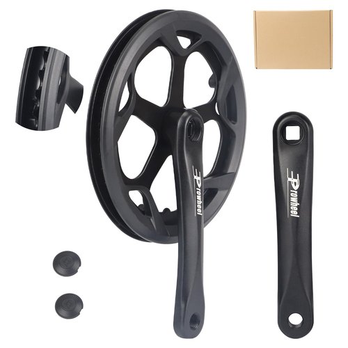 Prowheel Crankset 170mm 48T Crankset 170mm Universal Square Crankset Set Double Chain Cover 170MM Crank Aluminium Alloy Arm for Single/1/6/7/8 Speeds City Bike,Fat Bike,E-Bike,Folding Bike
