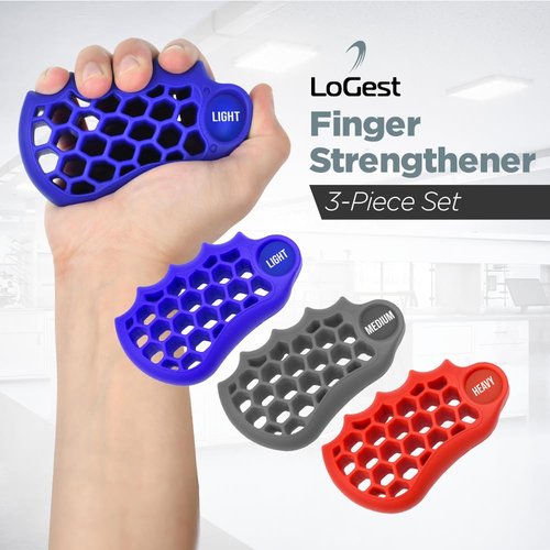 LoGest 3 Pack - Hand Strengthener Devices Ball Exercisers - 3 Level optioen Set for Therapy, Arthritis and Carpal Tunnel - Lightweight Training Equipment Targets Fingers Wrist Hand Exercisers