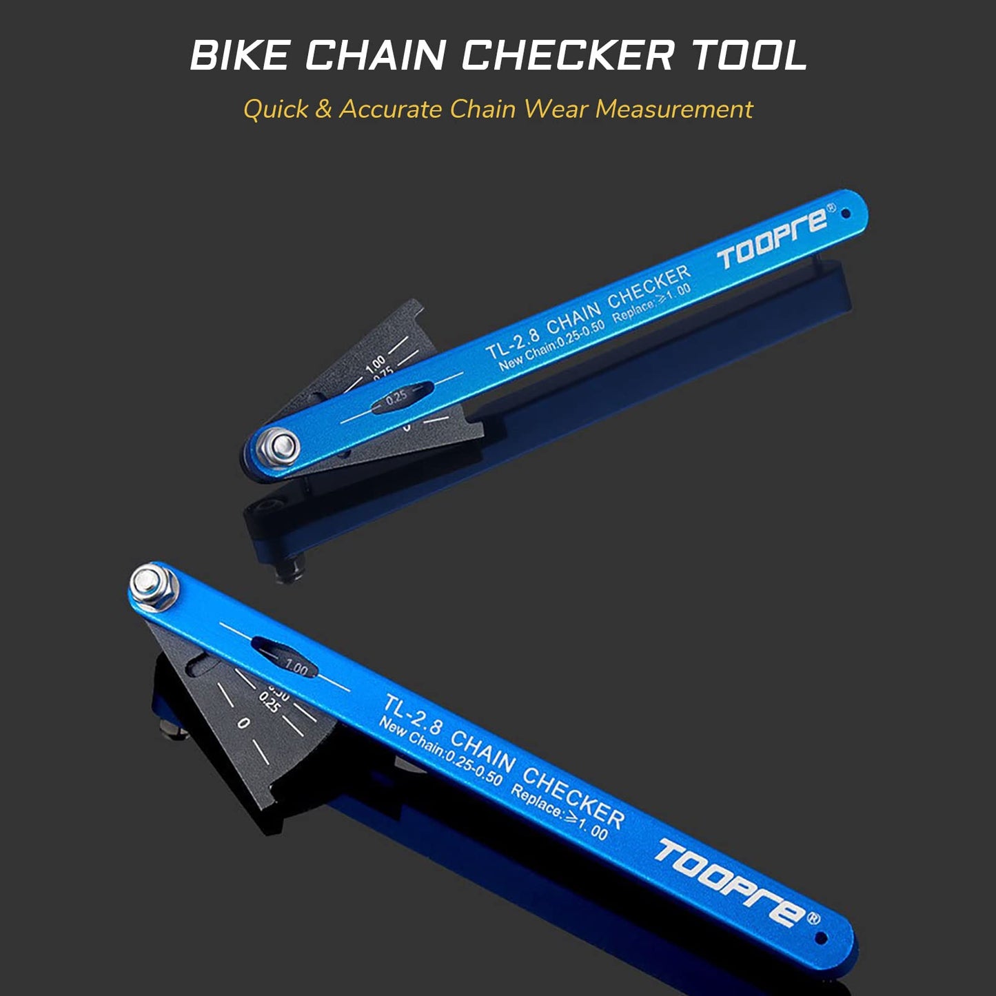 KIEVODE Bike Chain Checker Tool for All Bike Chains, Including Shimano, Sram, KMC, Campagnolo and More - Chain Wear Indicator for All Speed Chains and Ideal for Road, Mountain Bicycle Maintenance