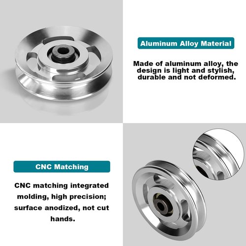 awliye 2 Pcs Aluminum Pulley Wheel, Fitness Cable Pulley Wheel 88mm /3.5 inch Universal Aluminium Alloy Bearing Pulley Wheel Pulley Replacement Wheel for Cable Machine Home Gym Attachments Part