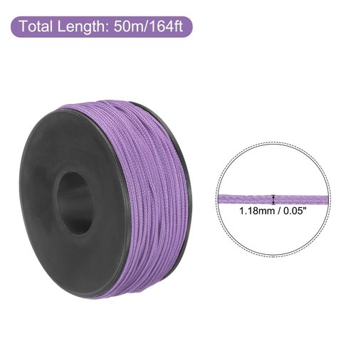 MECCANIXITY 1.18mm x 164 Feet Paracord Micro Cord Rope 100 LB Polyester Braided Cord Spool for Camping Outdoor Jewelry Bracelet, Light Purple
