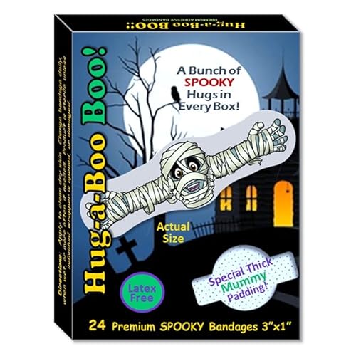 Fun Monsters Adhesive Bandages from Hug-a-Booboo! Spooky Halloween Bandages That Hug! Favorite Scary Monster Characters - Vampire, Witch, Wolfman and Mummy with Hugging Arms! Fun as Stickers 24 Ct Box