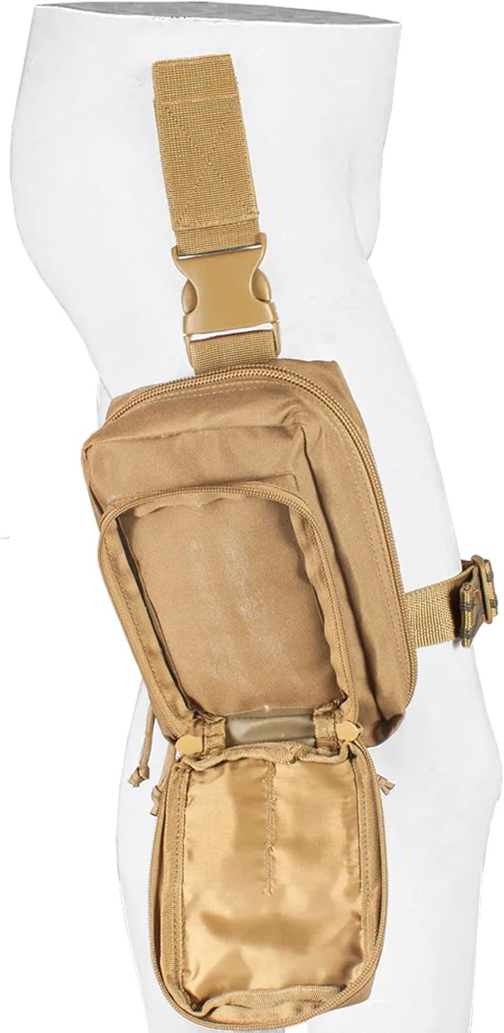 FOX OUTDOOR PRODUCTS Drop Leg First Responder System Pouch - Tactical Thigh & Belt Attach Accessory with Elastic Loops & Additional Rip Away Pouch